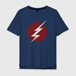 Футболка оверсайз мужская The Flash logo цвета тёмно-синий — фото 1