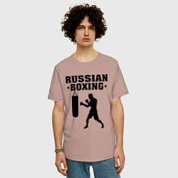 Футболка оверсайз мужская Russian Boxing, цвет: пыльно-розовый — фото 2