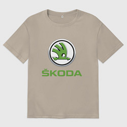 Футболка оверсайз мужская Skoda, цвет: миндальный