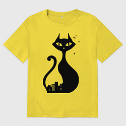 Футболка оверсайз мужская Влюбленные коты (Кошка), цвет: желтый