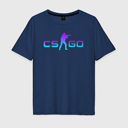 Футболка оверсайз мужская CS GO NEON, цвет: тёмно-синий