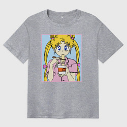 Футболка оверсайз мужская Sailor Moon Usagi Tsukino, цвет: меланж