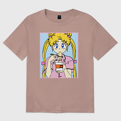 Футболка оверсайз мужская Sailor Moon Usagi Tsukino, цвет: пыльно-розовый