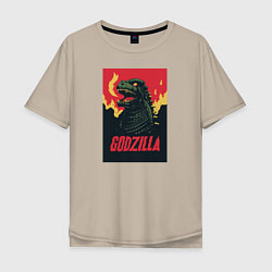 Футболка оверсайз мужская Godzilla, цвет: миндальный