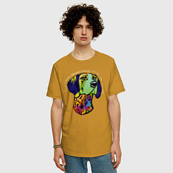 Футболка оверсайз мужская Берегись курцхаара, цвет: горчичный — фото 2