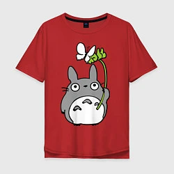 Футболка оверсайз мужская Totoro и бабочка, цвет: красный