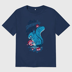 Футболка оверсайз мужская Зомби белка, цвет: тёмно-синий