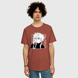 Футболка оверсайз мужская Killua Hunter x Hunter Киллуа, цвет: кирпичный — фото 2
