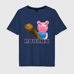 Футболка оверсайз мужская Roblox Piggy, цвет: тёмно-синий