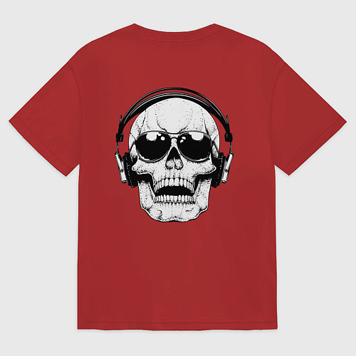 Мужская футболка оверсайз Skull Music lover / Красный – фото 2