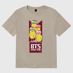 Футболка оверсайз мужская BTS Чики, цвет: миндальный