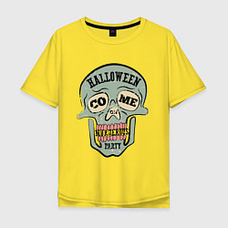 Футболка оверсайз мужская Halloween Skull Retro, цвет: желтый