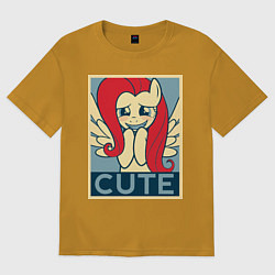 Футболка оверсайз мужская Fluttershy cute, цвет: горчичный