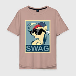 Футболка оверсайз мужская Rainbow Dash swag, цвет: пыльно-розовый