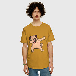 Футболка оверсайз мужская Мопс ДАБ, цвет: горчичный — фото 2