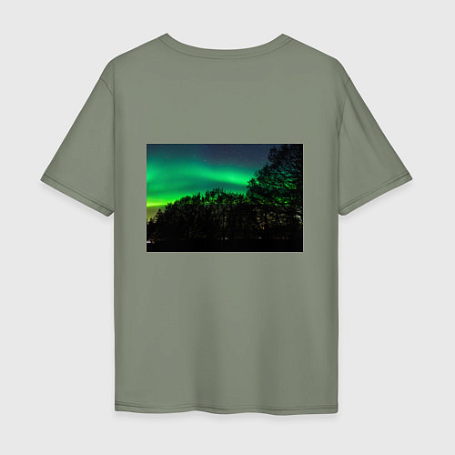 Мужская футболка оверсайз Северное сияние / Авокадо – фото 2