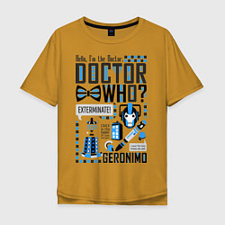 Футболка оверсайз мужская Hello, i'm the Doctor, цвет: горчичный