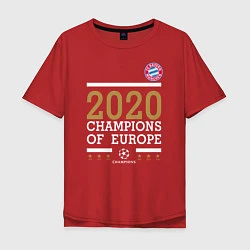 Футболка оверсайз мужская FC Bayern Munchen Champions of Europe 2020, цвет: красный