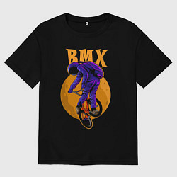 Футболка оверсайз мужская BMX - moon - space, цвет: черный