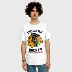 Футболка оверсайз мужская CHICAGO BLACKHAWKS NHL, цвет: белый — фото 2