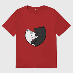 Футболка оверсайз мужская Влюблённые котики, цвет: красный