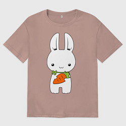 Футболка оверсайз мужская Зайчик с морковкой, цвет: пыльно-розовый