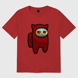 Футболка оверсайз мужская Among us Cat, цвет: красный