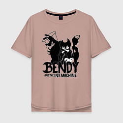 Футболка оверсайз мужская Bendy And The Ink Machine, цвет: пыльно-розовый