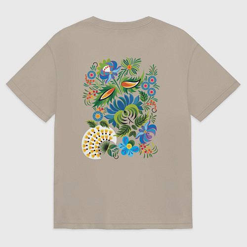 Мужская футболка оверсайз Славянский орнамент / Миндальный – фото 2