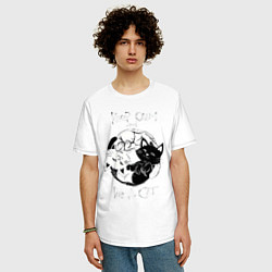 Футболка оверсайз мужская Просто будь Котом, цвет: белый — фото 2
