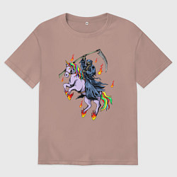 Футболка оверсайз мужская Смерть на единороге, цвет: пыльно-розовый
