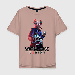 Футболка оверсайз мужская Watch Dogs Legion, цвет: пыльно-розовый