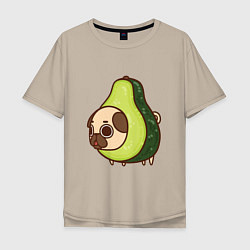 Футболка оверсайз мужская Мопс-авокадо, цвет: миндальный