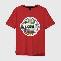 Футболка оверсайз мужская Азербайджан, цвет: красный