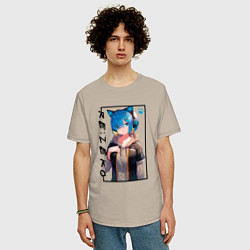 Футболка оверсайз мужская Рэм Re: Жизнь с нуля в альтернативном мире, цвет: миндальный — фото 2