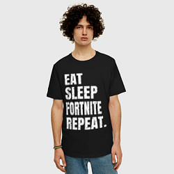 Футболка оверсайз мужская EAT SLEEP FORTNITE REPEAT, цвет: черный — фото 2