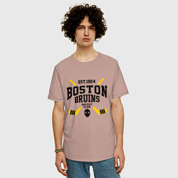 Футболка оверсайз мужская Бостон Брюинз, цвет: пыльно-розовый — фото 2