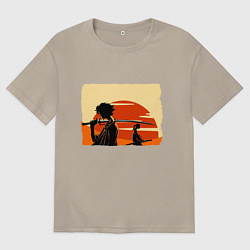 Футболка оверсайз мужская Самурай Чамплу Мугэн и Дзин, цвет: миндальный