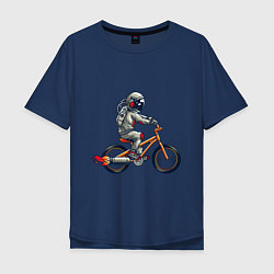 Футболка оверсайз мужская Астронавт на велосипеде, цвет: тёмно-синий
