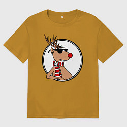 Футболка оверсайз мужская Олень Хипстер, цвет: горчичный