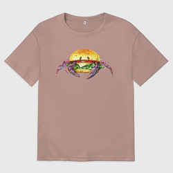 Футболка оверсайз мужская Краб-бургер, цвет: пыльно-розовый