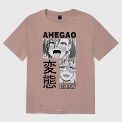 Футболка оверсайз мужская Ahegao, цвет: пыльно-розовый