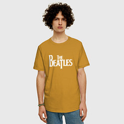 Футболка оверсайз мужская The Beatles, цвет: горчичный — фото 2
