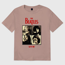 Футболка оверсайз мужская The Beatles LET IT BE, цвет: пыльно-розовый