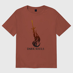 Футболка оверсайз мужская Dark Souls - Bonfire, цвет: кирпичный