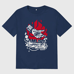 Футболка оверсайз мужская Cyberpunk 2077 SAMURAI, цвет: тёмно-синий