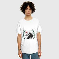 Футболка оверсайз мужская Мама панда с малышом, цвет: белый — фото 2