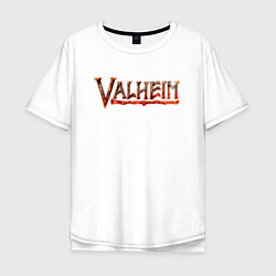 Футболка оверсайз мужская Valheim огненный лого, цвет: белый