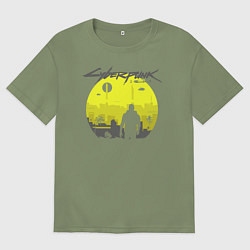 Футболка оверсайз мужская Cyberpunk 2077 CITY, цвет: авокадо