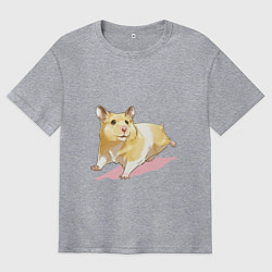 Футболка оверсайз мужская Бегущий хомячек рисунок, цвет: меланж